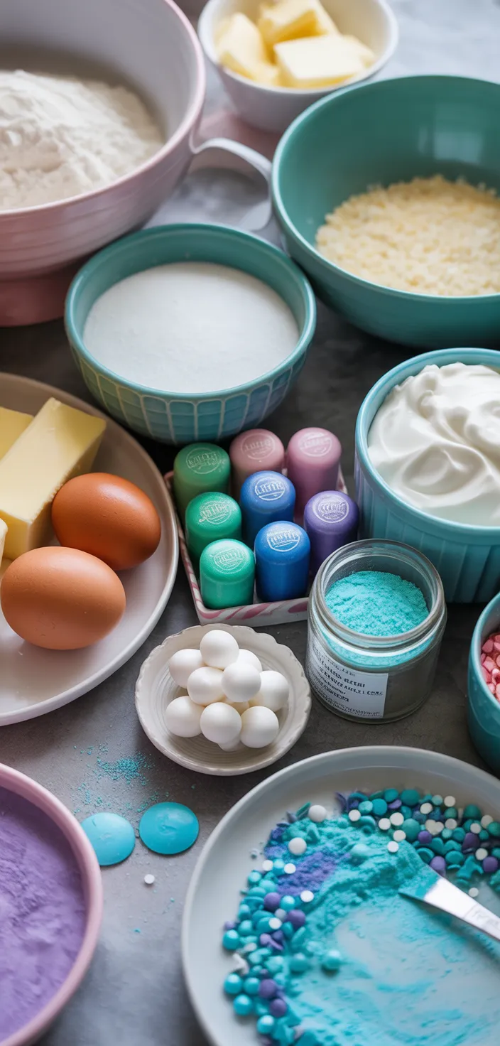 Ingredients photo for You Won't Believe How Incredibly Easy These Mermaid Cupcakes Are To Make! Recipe