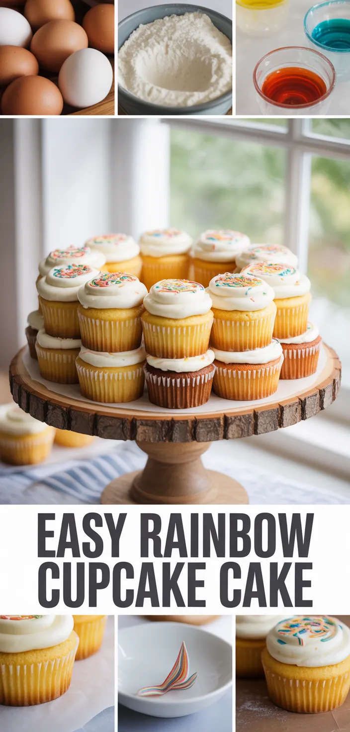 A photo of How To Make An Easy Rainbow Cupcake Cake Recipe