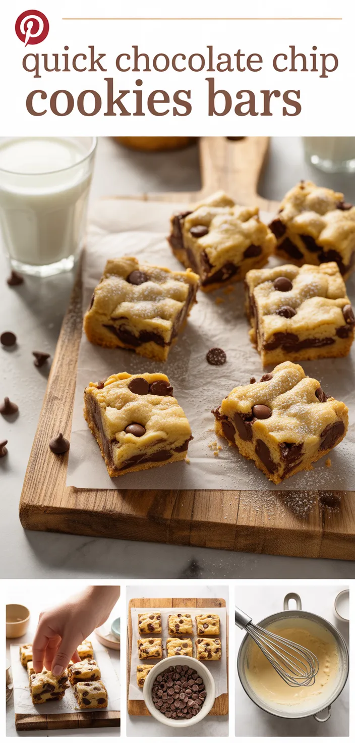 A photo of Quick Chocolate Chip Cookies Bars Recipe
