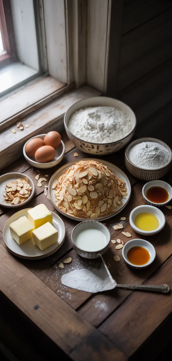 Ingredients photo for Toasted Almond Cream Cake Recipe