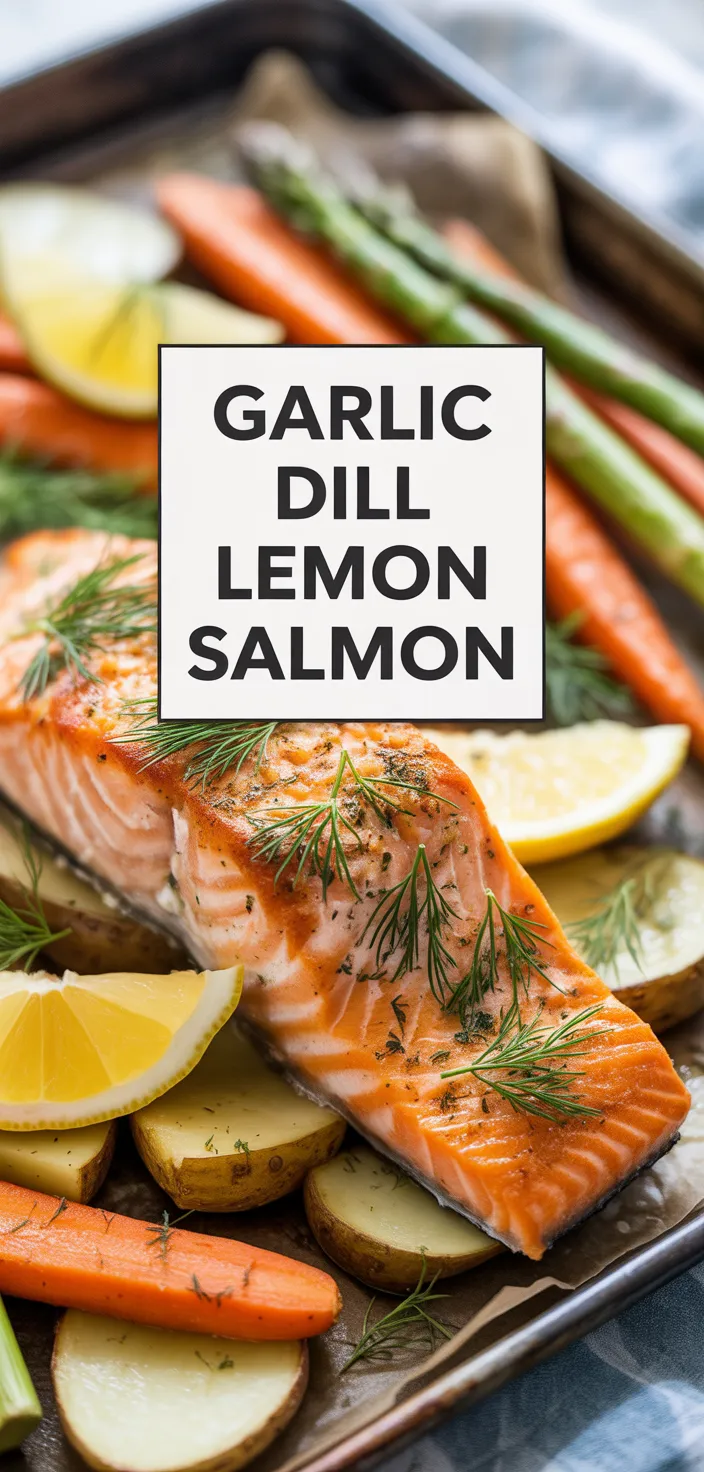 A photo of Easy One Pan Garlic Dill Lemon Baked Salmon Recipe