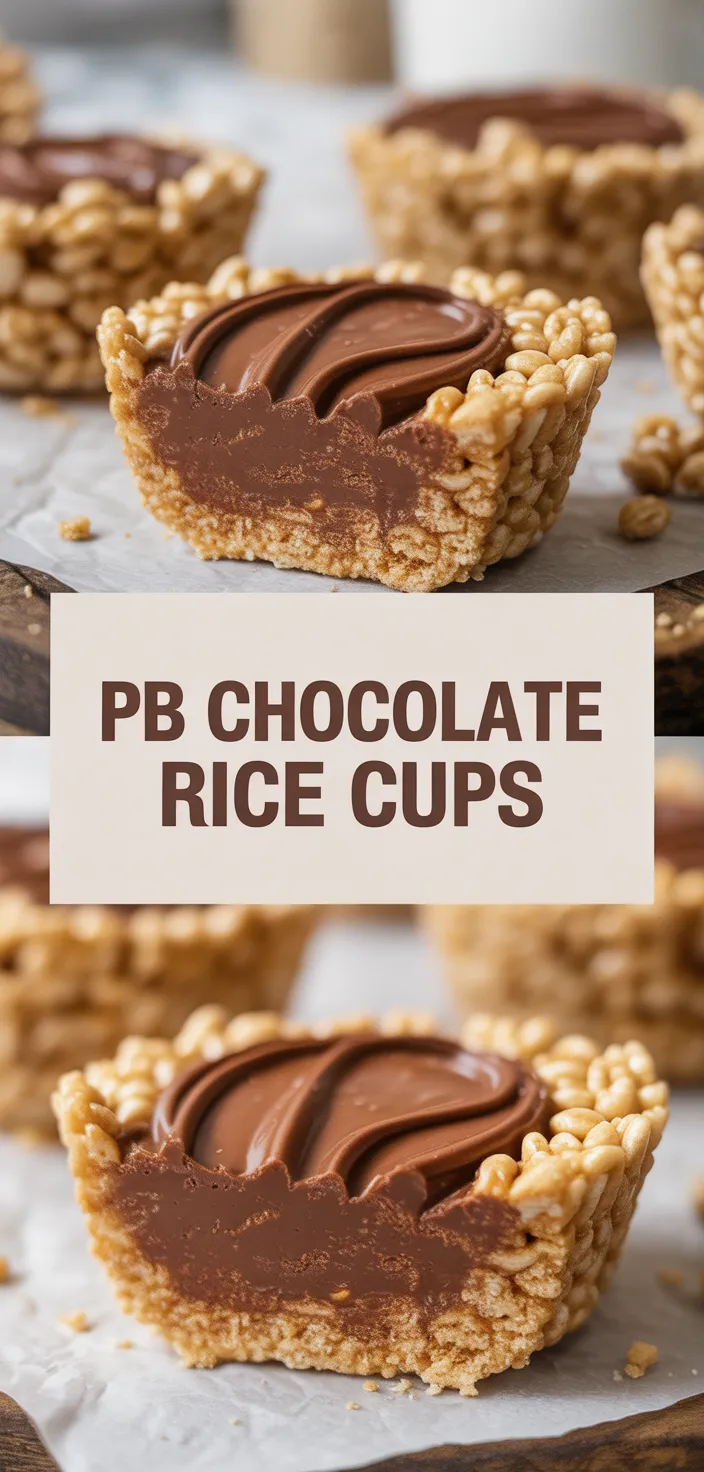 A photo of PEANUT BUTTER CHOCOLATE RICE KRISPIE TREAT CUPS Recipe