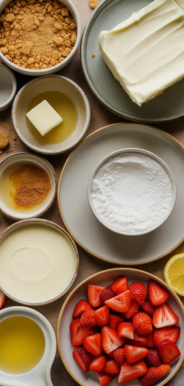 Ingredients photo for Easy Mini Strawberry Cheesecake Recipe