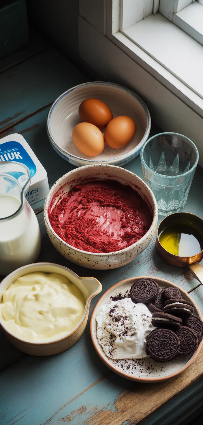 Ingredients photo for Red Velvet Poke Cake Recipe