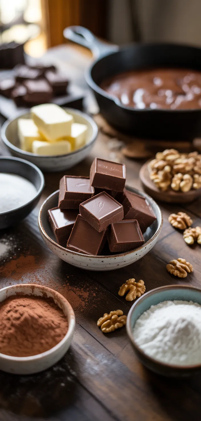 Ingredients photo for How To Make The Best Skillet Brownies In Cast Iron Recipe