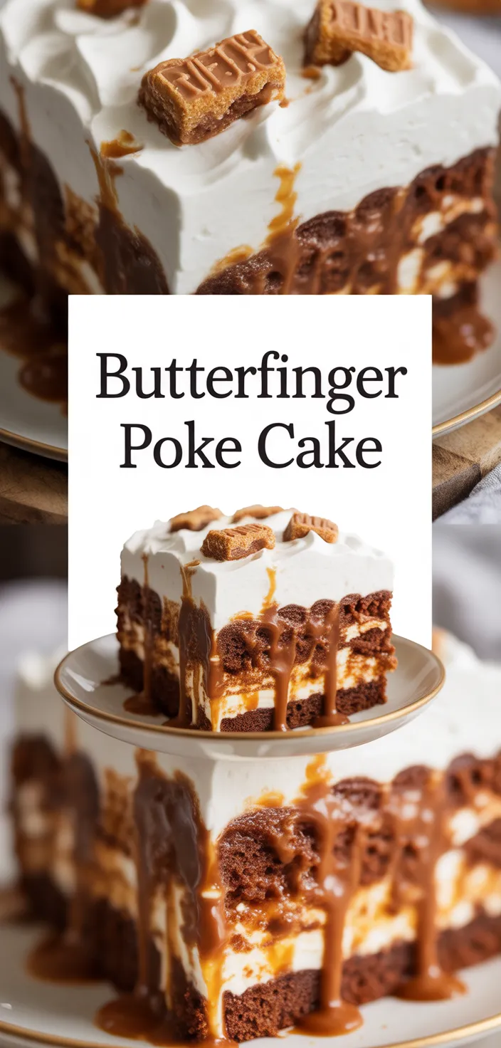 A photo of Butterfinger Poke Cake Recipe