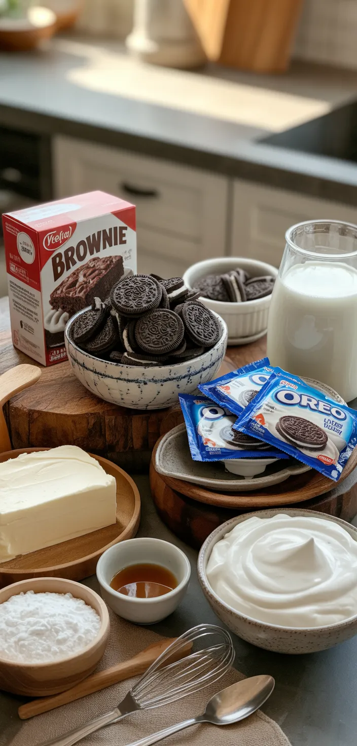 Ingredients photo for Best Ever Oreo Brownie Trifle Recipe