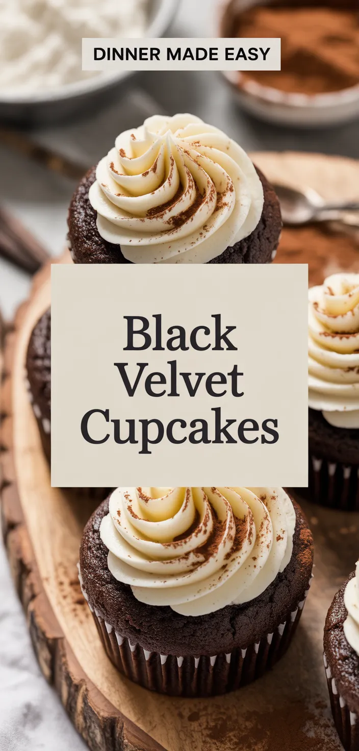 A photo of Moist Black Velvet Cupcakes – A Sweet, Dark Indulgence Recipe