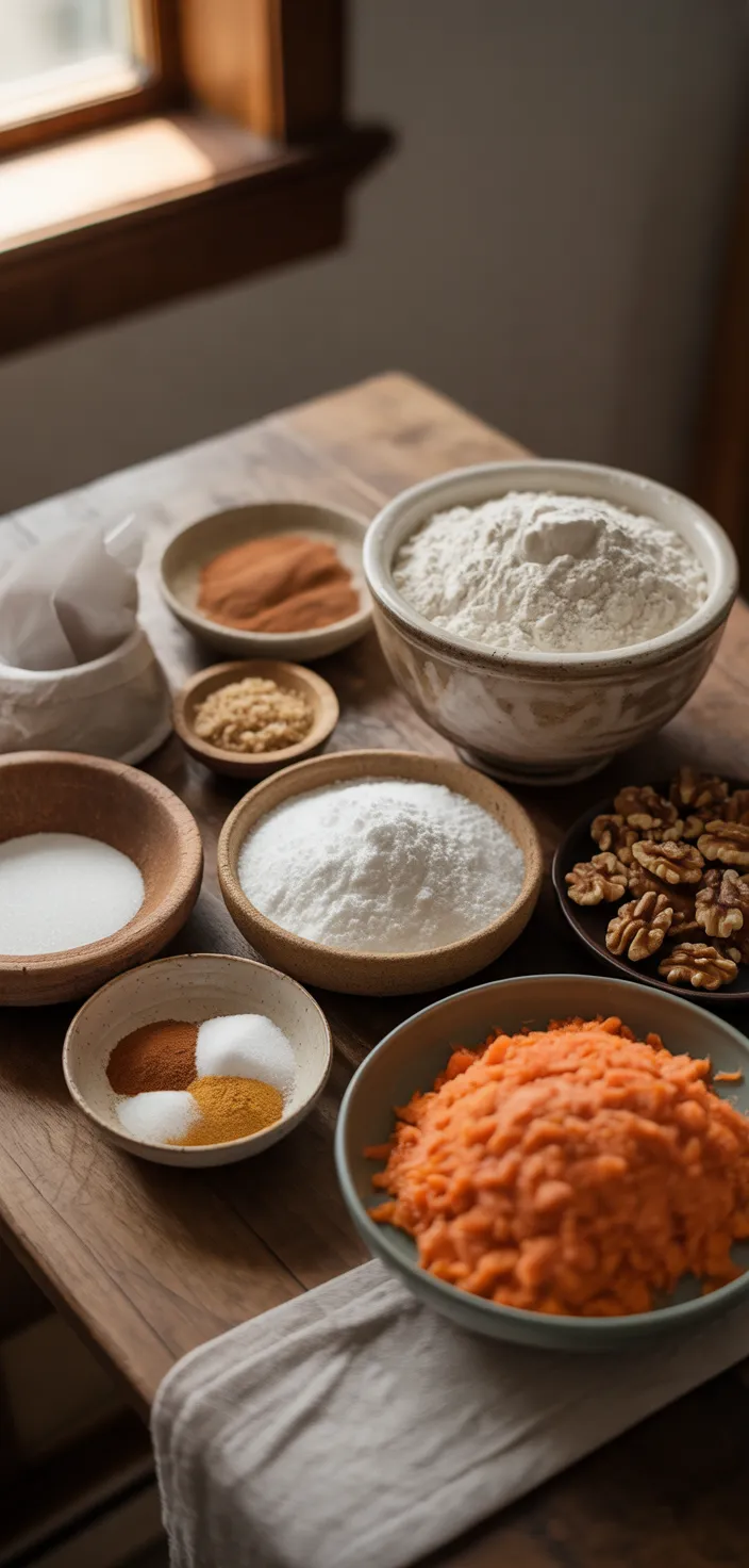 Ingredients photo for Grandma's Delicious Carrot Cake Recipe