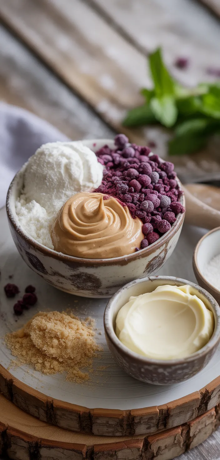 Ingredients photo for Blueberry Cheesecake Protein Balls (Healthy Low Carb Energy Bites) Recipe