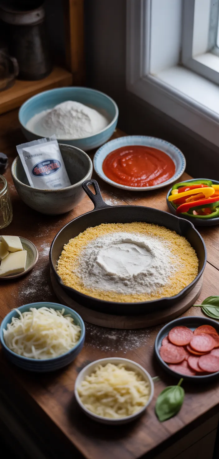 Ingredients photo for CRISPY Cast Iron Skillet Pizza Recipe