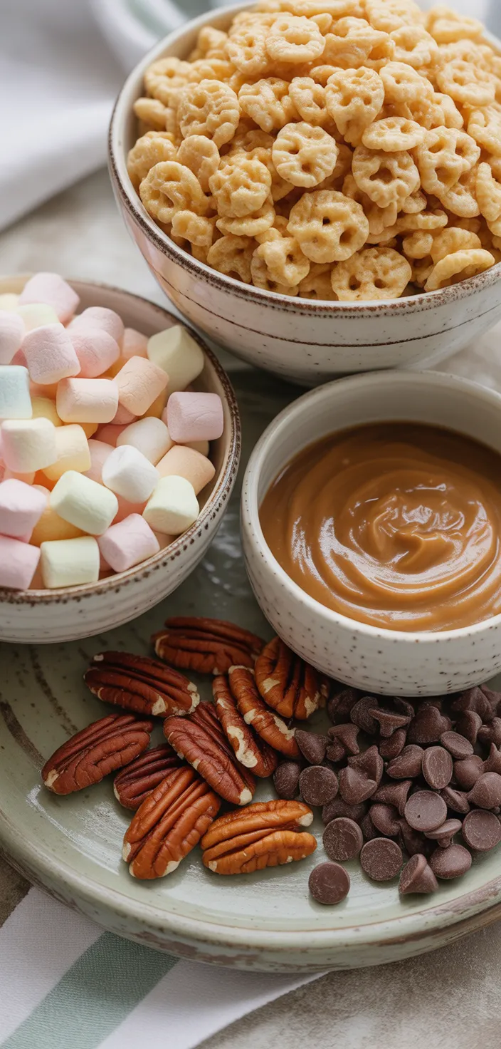 Ingredients photo for Caramel Turtle Rice Krispies Treats Recipe