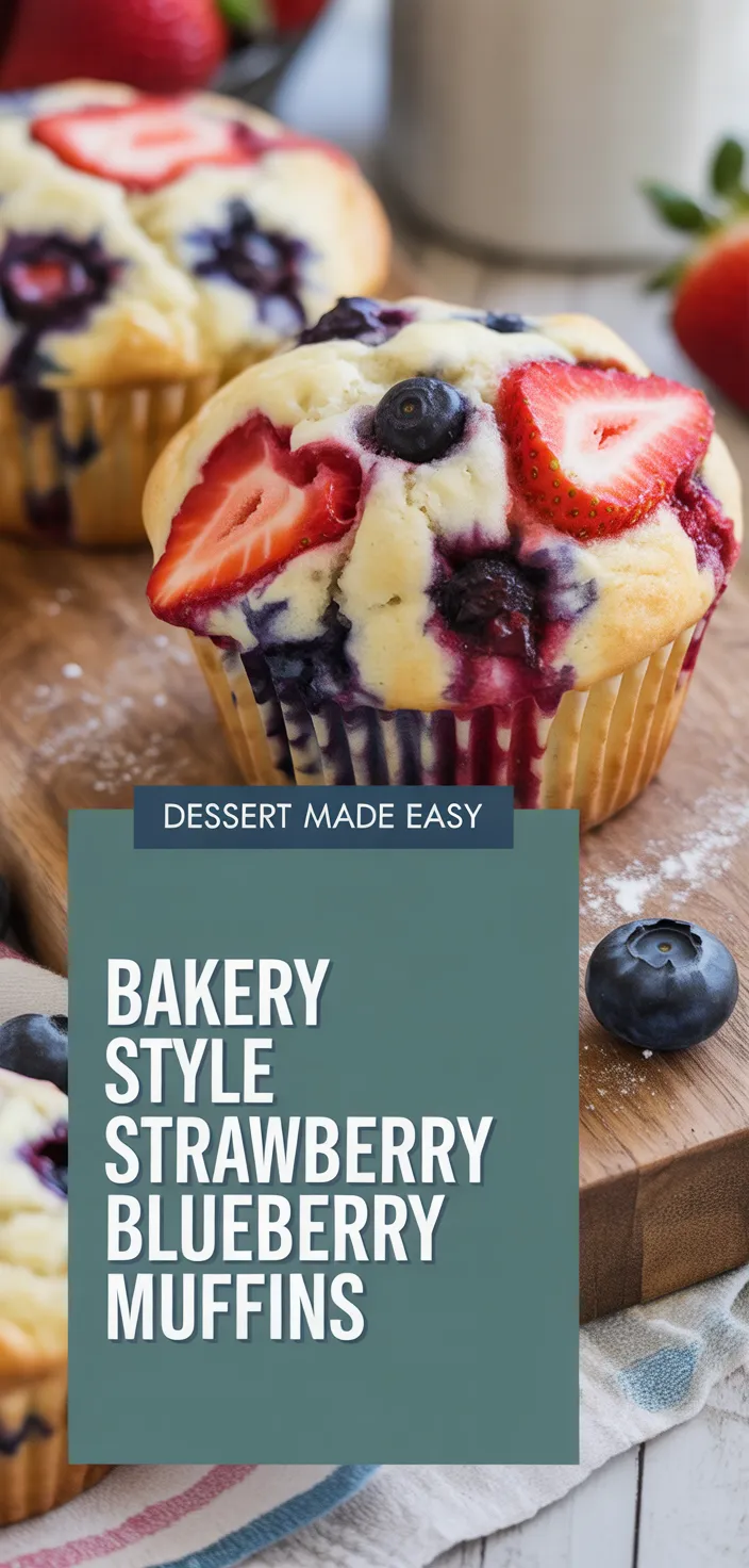 A photo of Bakery Style Strawberry Blueberry Muffins Recipe