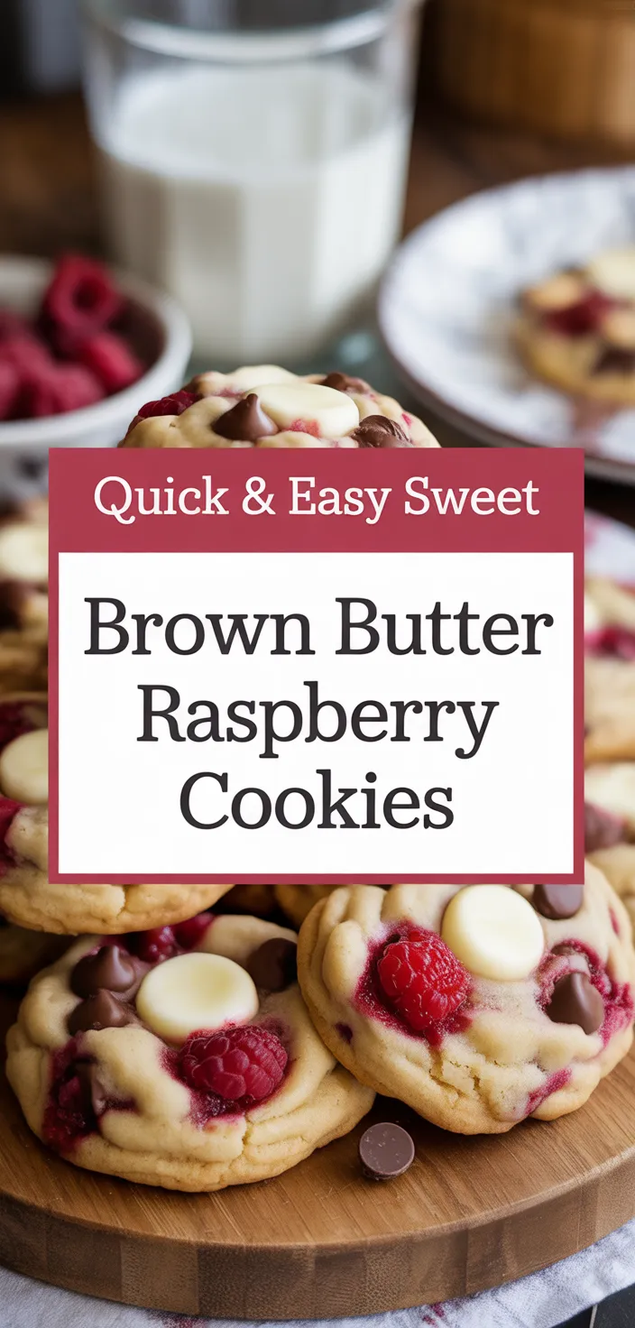 A photo of Brown Butter Raspberry Chocolate Chip Cookies. Recipe