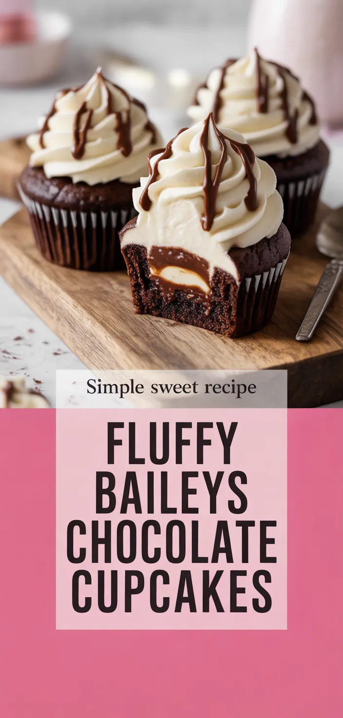 A photo of Fluffy Baileys Chocolate Cupcakes Recipe