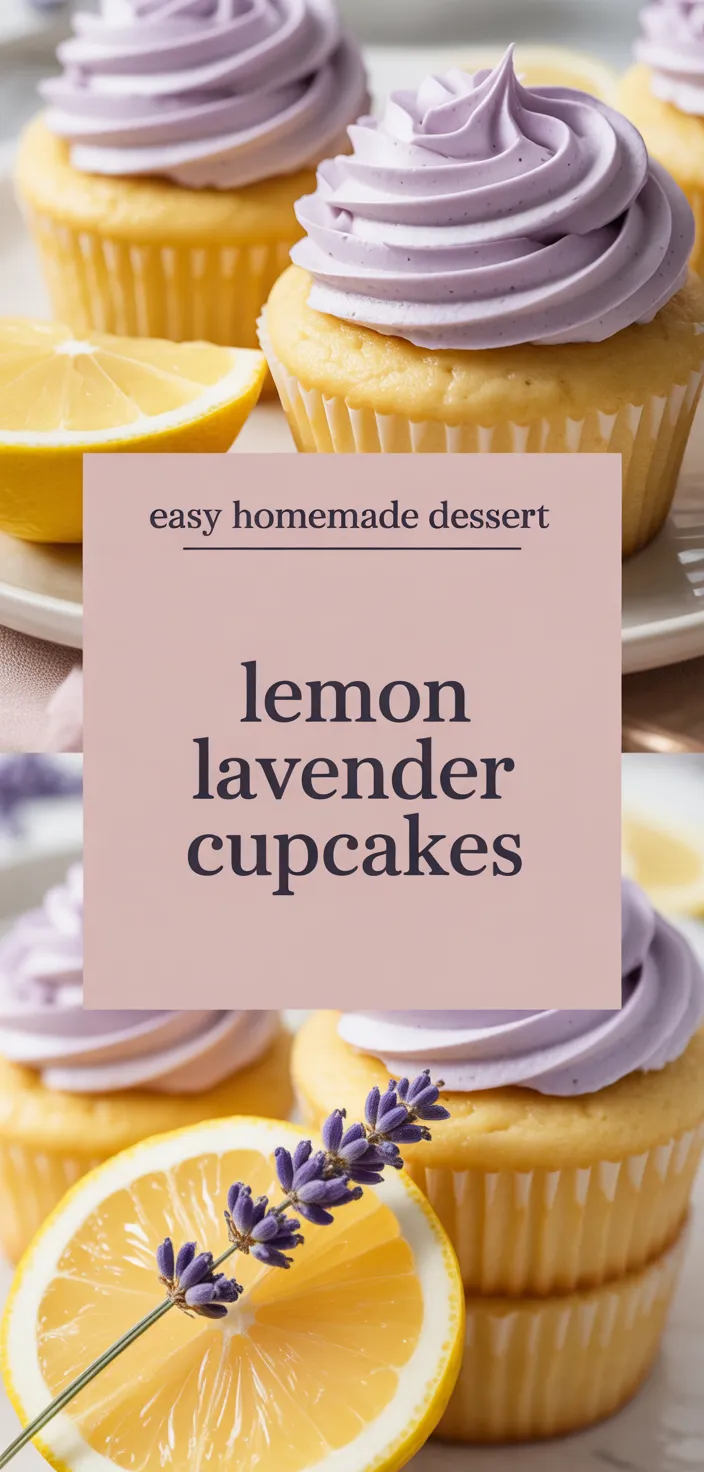 A photo of Lemon Cupcakes With Lavender Buttercream Frosting Recipe