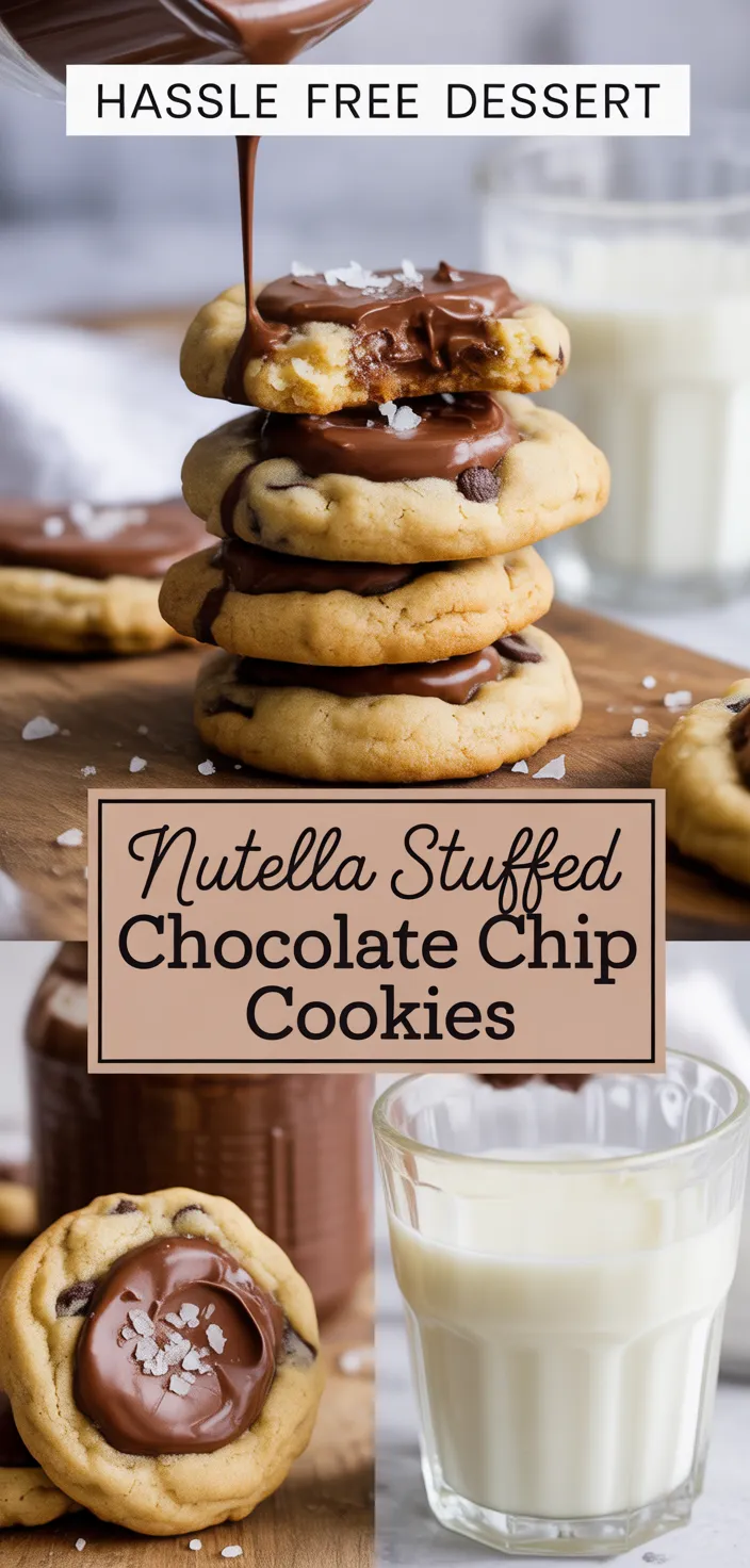 A photo of Nutella Stuffed Chocolate Chip Cookies Recipe