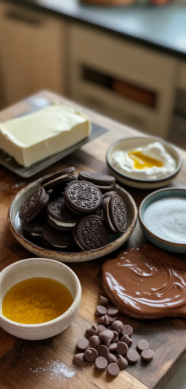 Ingredients photo for Easy Chocolate Cheesecake Bars Recipe
