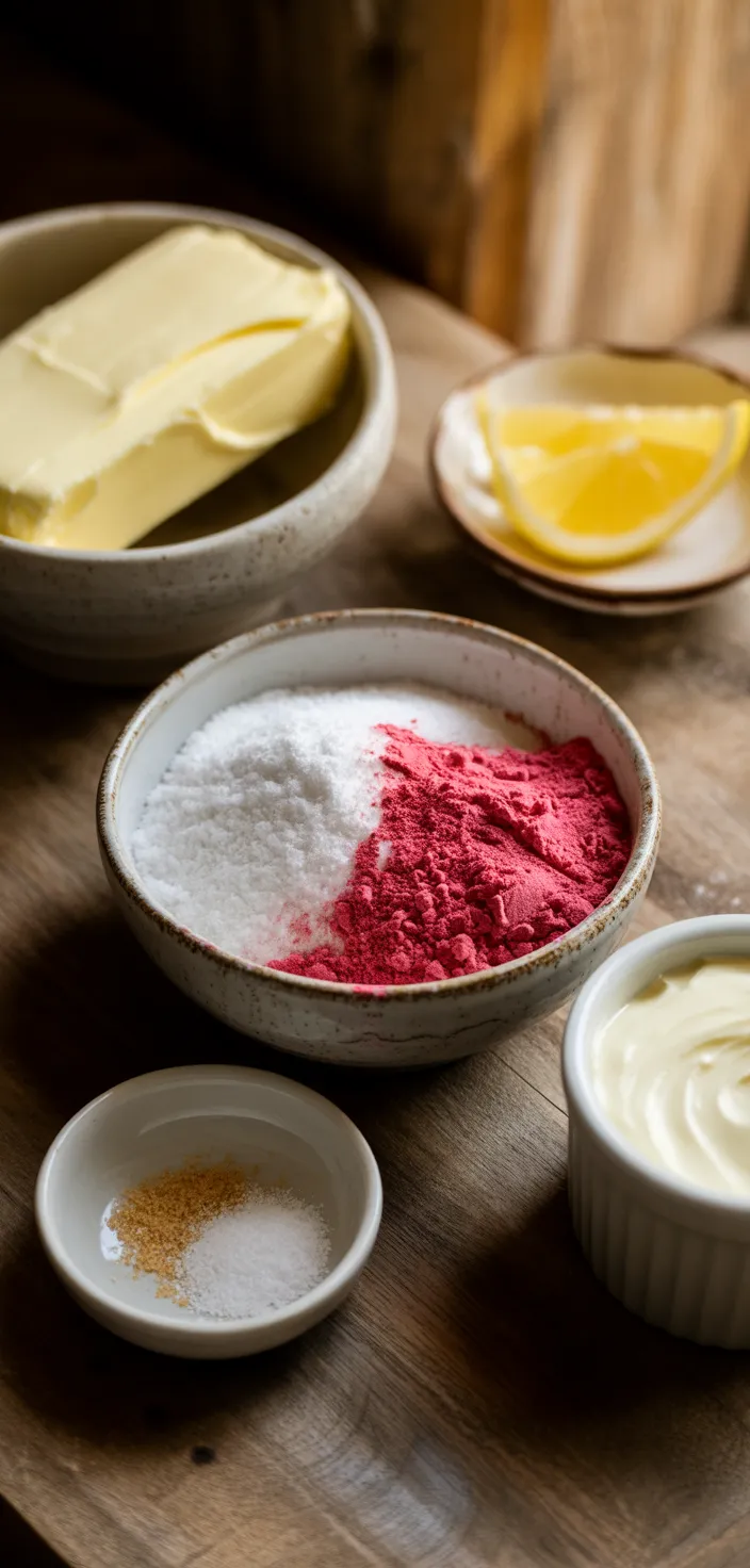 Ingredients photo for Easy Raspberry Buttercream Frosting Recipe
