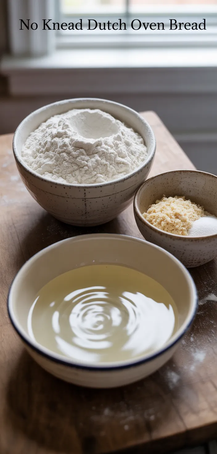 Ingredients photo for No Knead Dutch Oven Bread Recipe