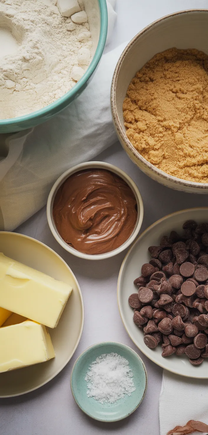 Ingredients photo for Nutella Stuffed Chocolate Chip Cookies Recipe