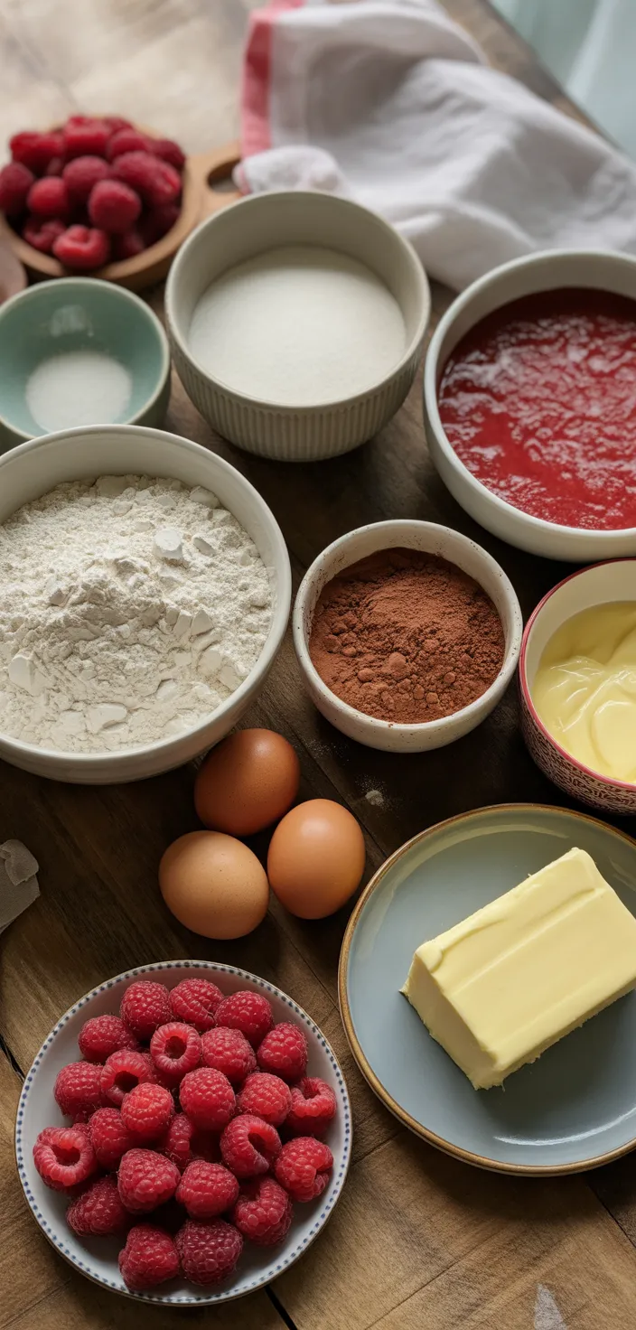 Ingredients photo for Raspberry Chocolate Layer Cake Recipe