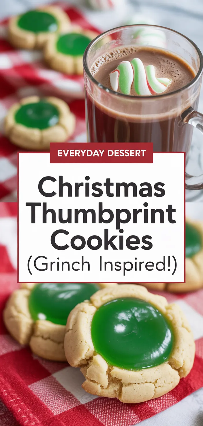 A photo of Christmas Thumbprint Cookies (Grinch Inspired!) Recipe