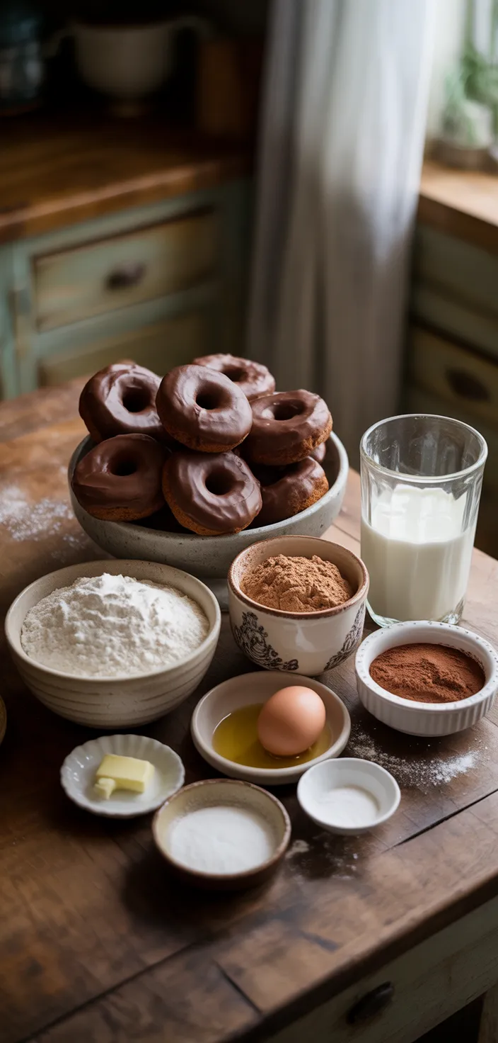 Ingredients photo for Homemade Baked Chocolate Donuts (+ Frosting!) Recipe