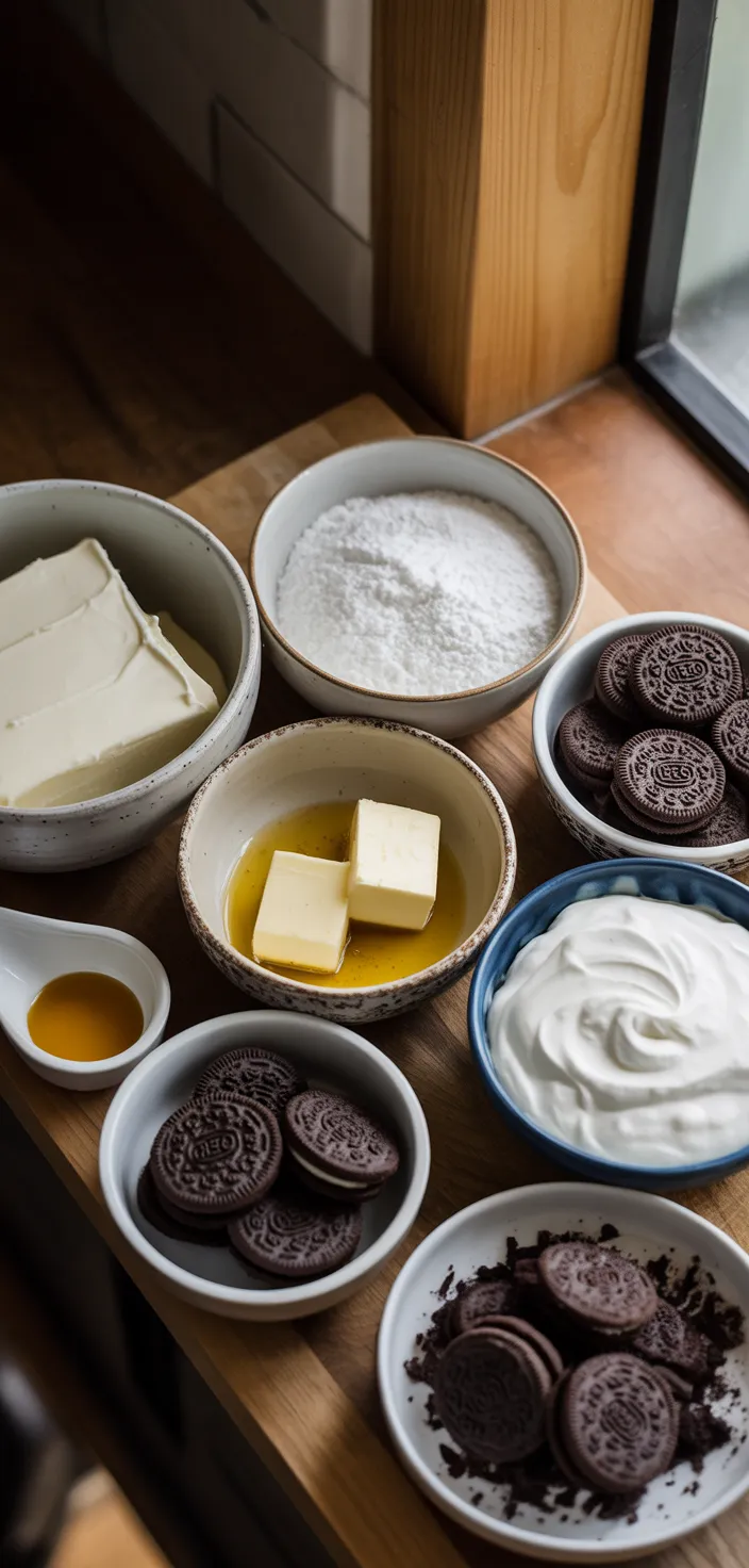 Ingredients photo for No Bake Oreo Cheesecake Recipe